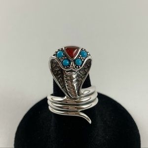 Cobra Turquoise & Coral Ring